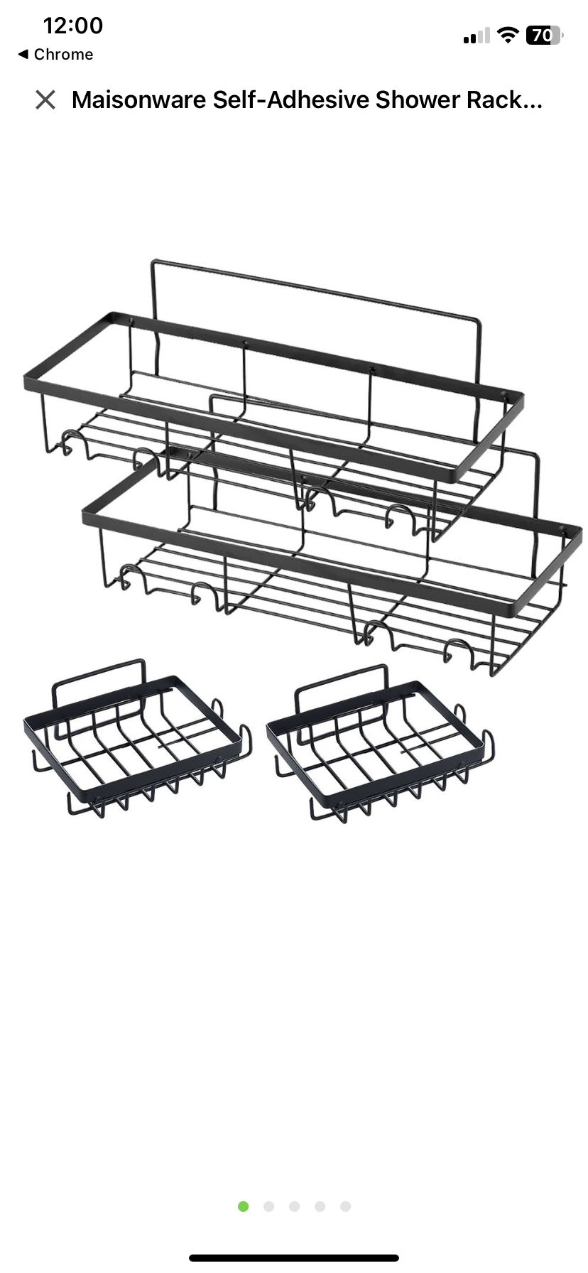 Maisonware Self-Adhesive Shower Rack Caddy Organiser – 4 Set