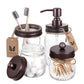 Maisonware 4 Piece Mason Jar Bathroom Organisers With Soap Dispenser