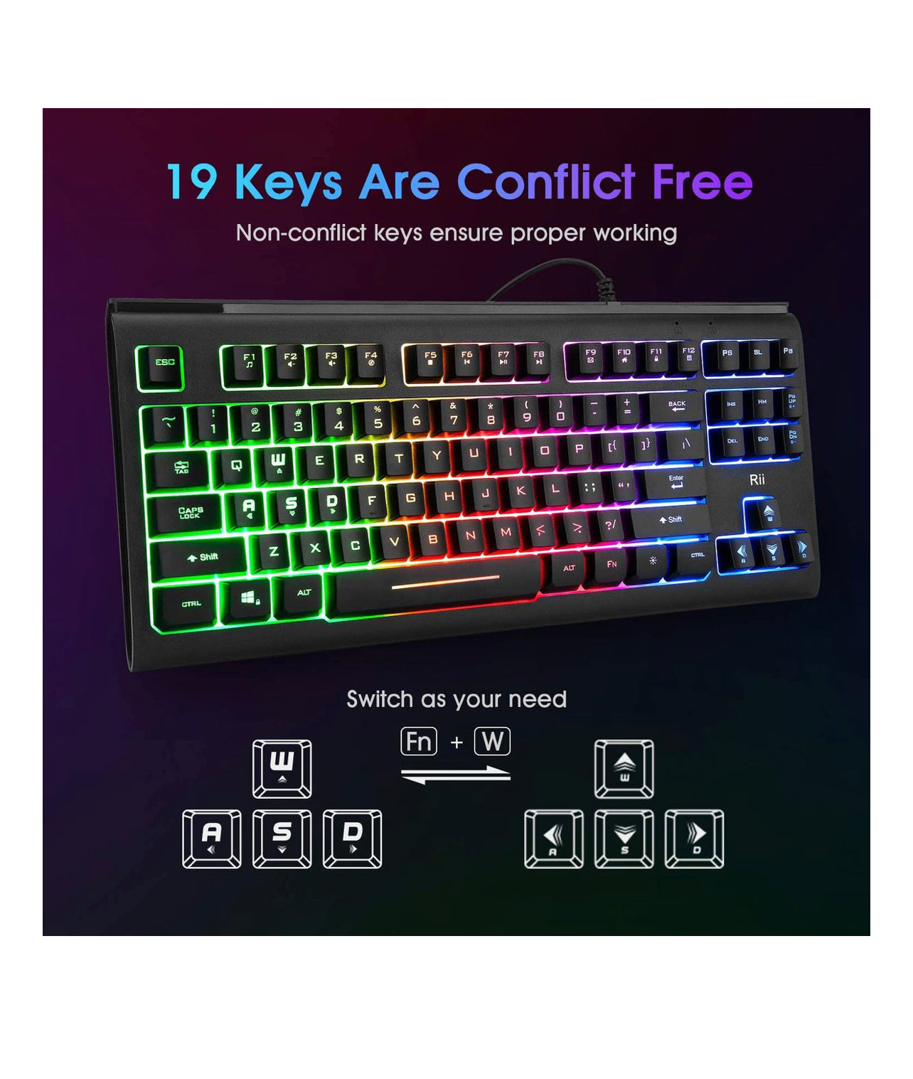 Rii RK104 RGB Wired Gaming Backlit Keyboard