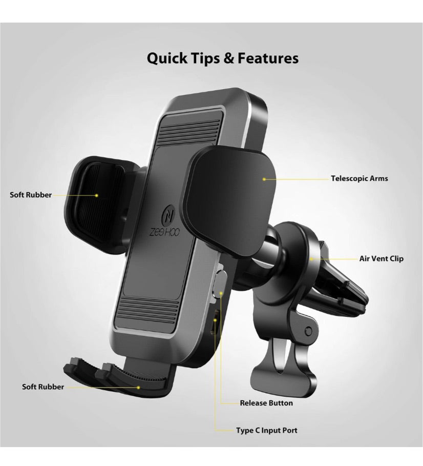 ZEEHOO ZCM1 Automatic Battery Powered Airvent Car Phone Mount