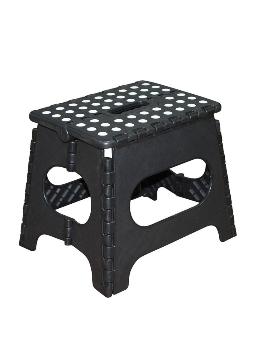 Folding Plastic Step Ladder Stool - Black