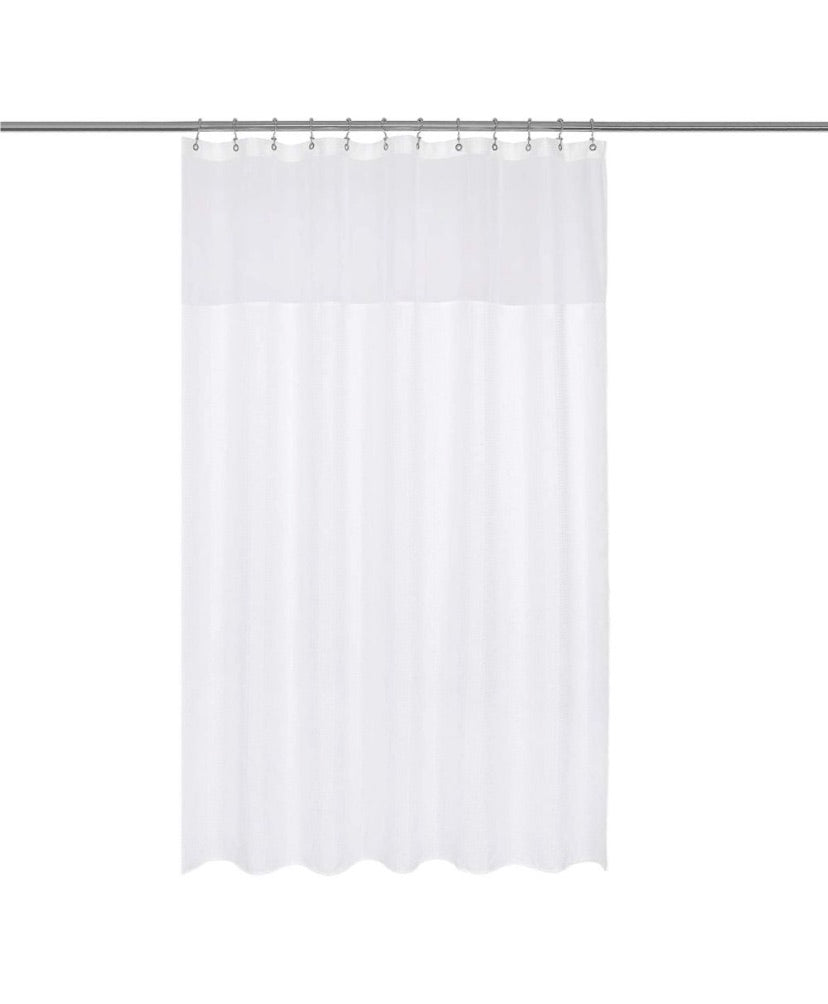 Maisonware Heavyweight Fabric and Mesh Top Window Shower Curtain