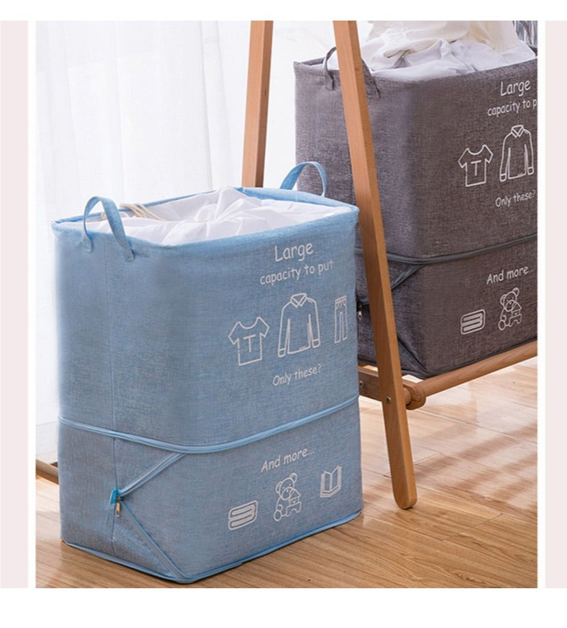 100L Foldable Large Storage and Laundry Bag Basket - Brown