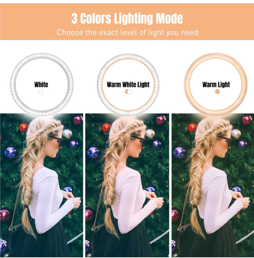 Lumina Desktop 10” Selfie Ring Light With 3 Color Modes