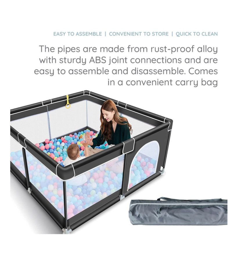 Mooki Breathable Mesh-Gated Baby Play Pen with balls