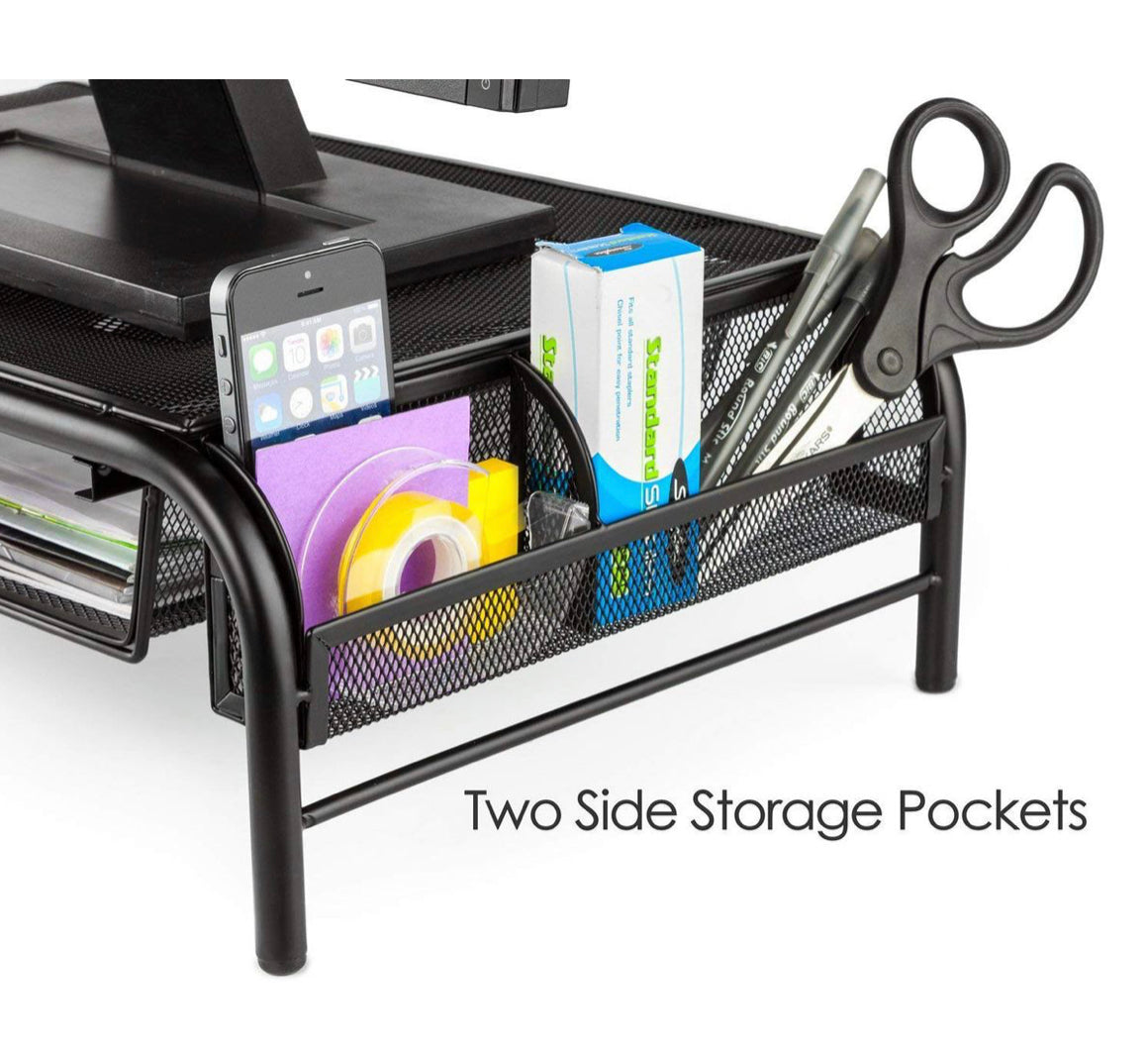 Wire Mesh Monitor Riser | Desk Organizer – Modern Office Accessories ...