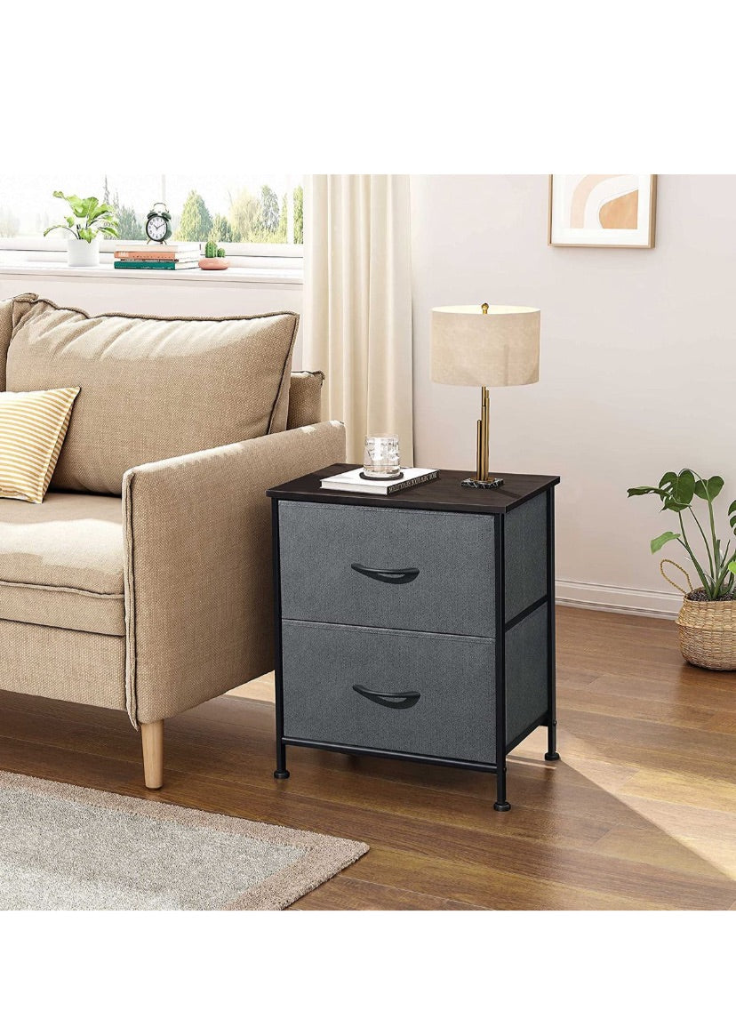 Maisonware Nightstand with 2 Fabric Drawers