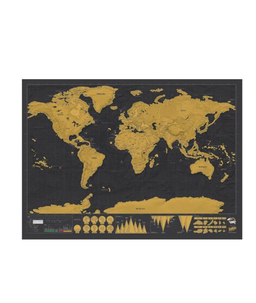 Large World Scratch Off Travel Map Poster