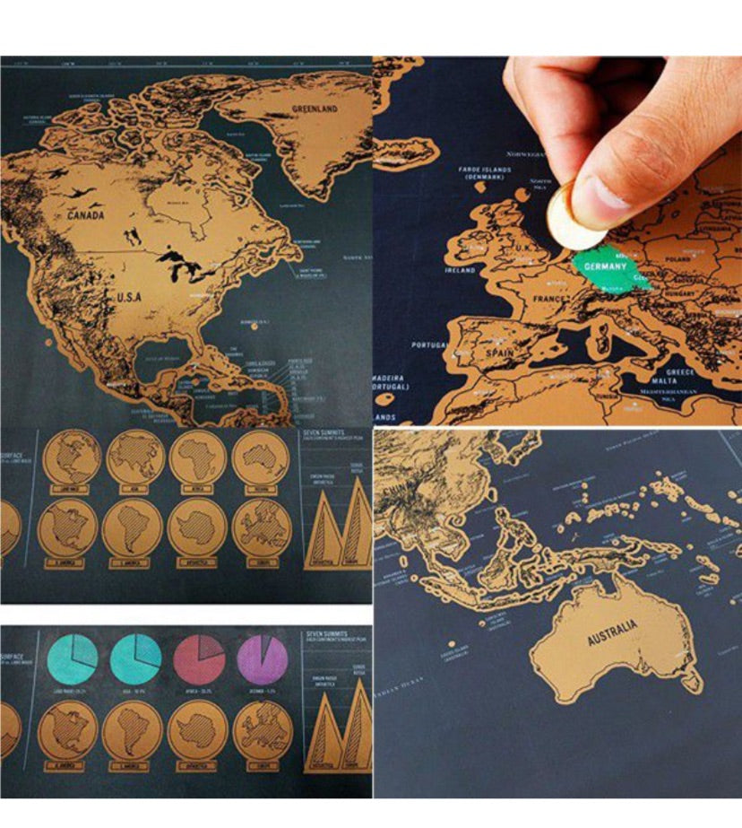 Large World Scratch Off Travel Map Poster