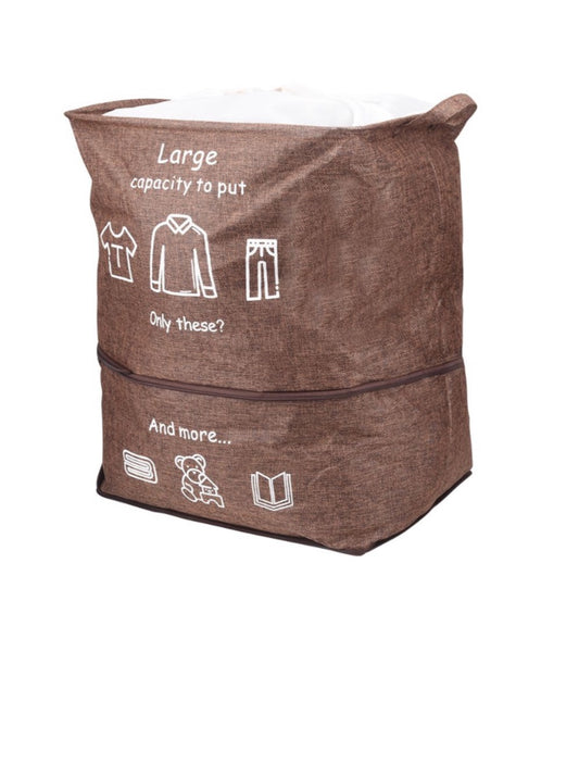 100L Foldable Large Storage and Laundry Bag Basket - Brown