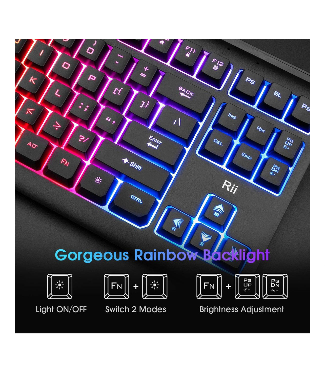 Rii RK104 RGB Wired Gaming Backlit Keyboard