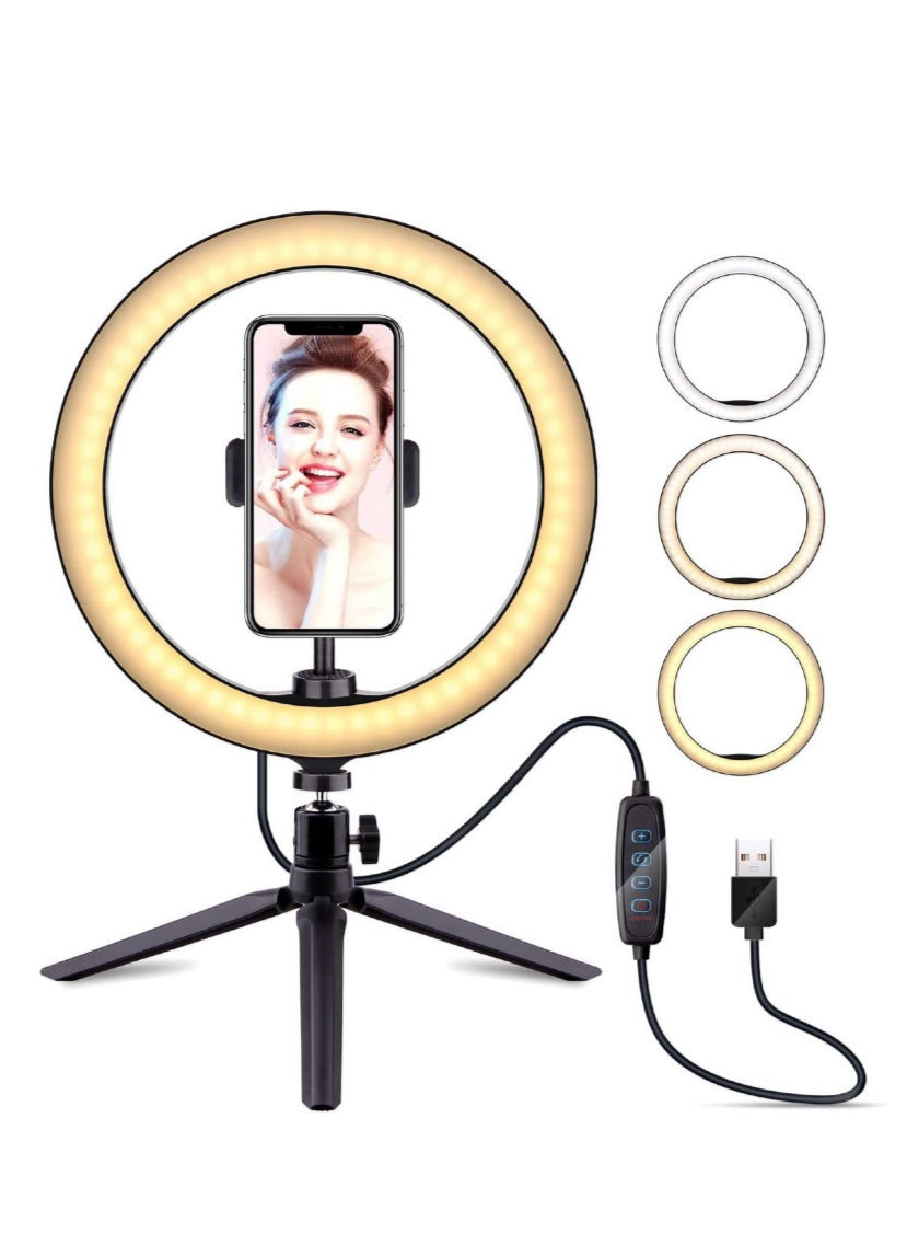 Lumina Desktop 10” Selfie Ring Light With 3 Color Modes