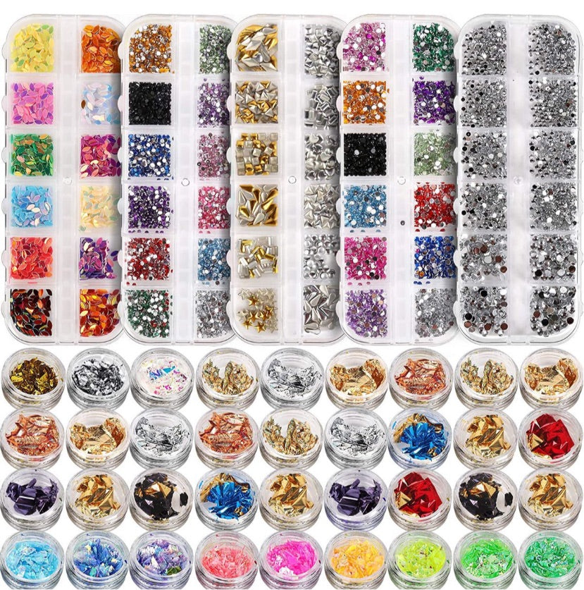 Styleberry 1440 PC Rhinestone and Foil Flakes Nail Art Kit