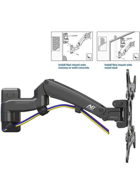 NB North Bayou F150 Articulating Double Extension Swivel TV Monitor Wall - 17-27 Inch