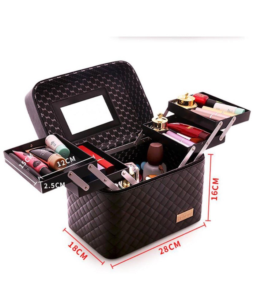 Styleberry Expandable 3 Tier Black Cosmetic Makeup Case