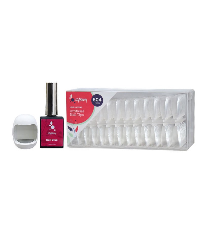 Styleberry 500pc Nail Tips and DIY Nail Gel Kit With 3W UV Lamp