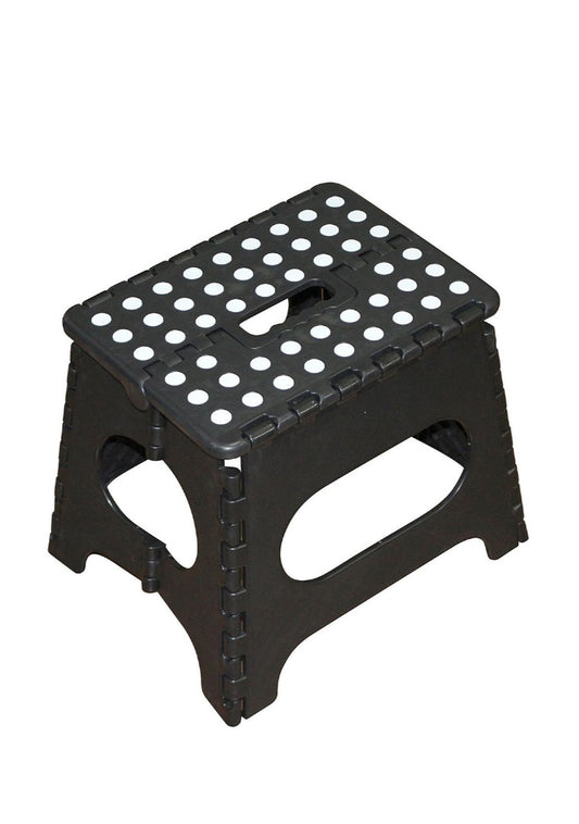 Folding Plastic Step Ladder Stool - Black